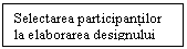 Text Box: Selectarea participantilor la elaborarea designului
